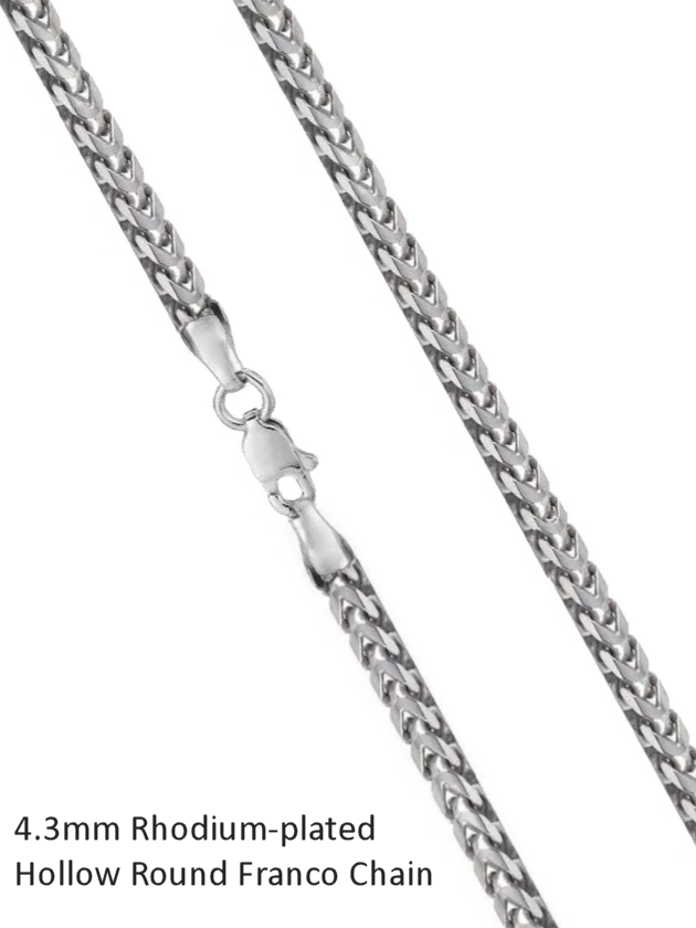 4.3mm Rhodium-plated Round Franco Chain