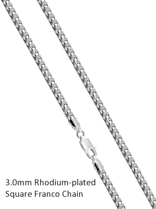 3.0mm Rhodium-plated Square Franco Chain