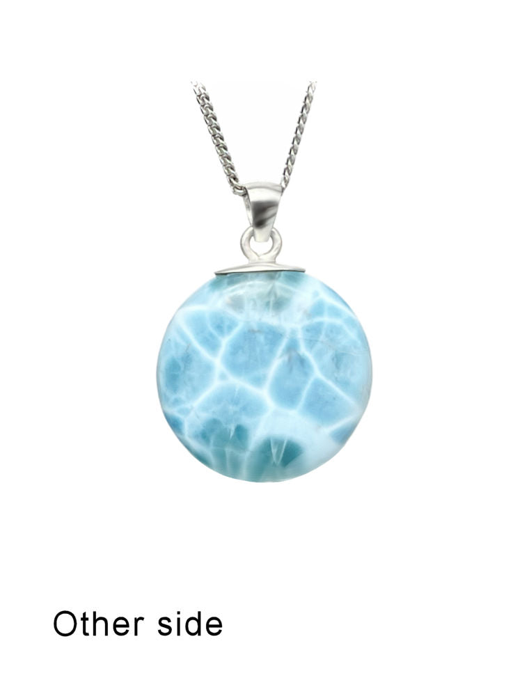 Premier Collection Double-Sided Round Larimar Pendant - Medium (LMB-170) - other side