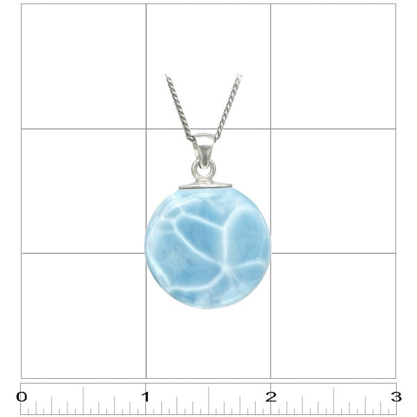 Premier Collection Double-Sided Round Larimar Pendant - Medium (LMB-170) - ruler