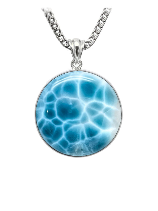 Premier Collection Round Freeform Larimar Necklace - Large (LMB-282)