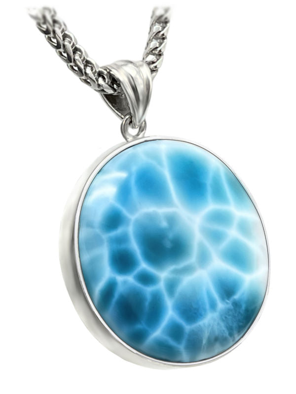 Premier Collection Round Freeform Larimar Necklace - Large (LMB-282) - right