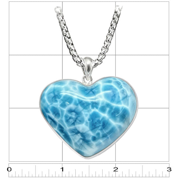 Premier Collection Larimar Heart Pendant - Large (LMB-482) - ruler