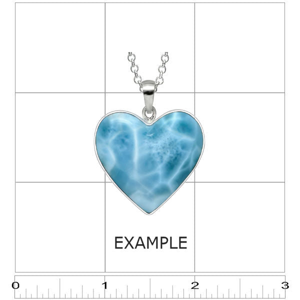 Premier Collection Larimar Heart Pendants - Medium/Large - EXAMPLE (ruler)